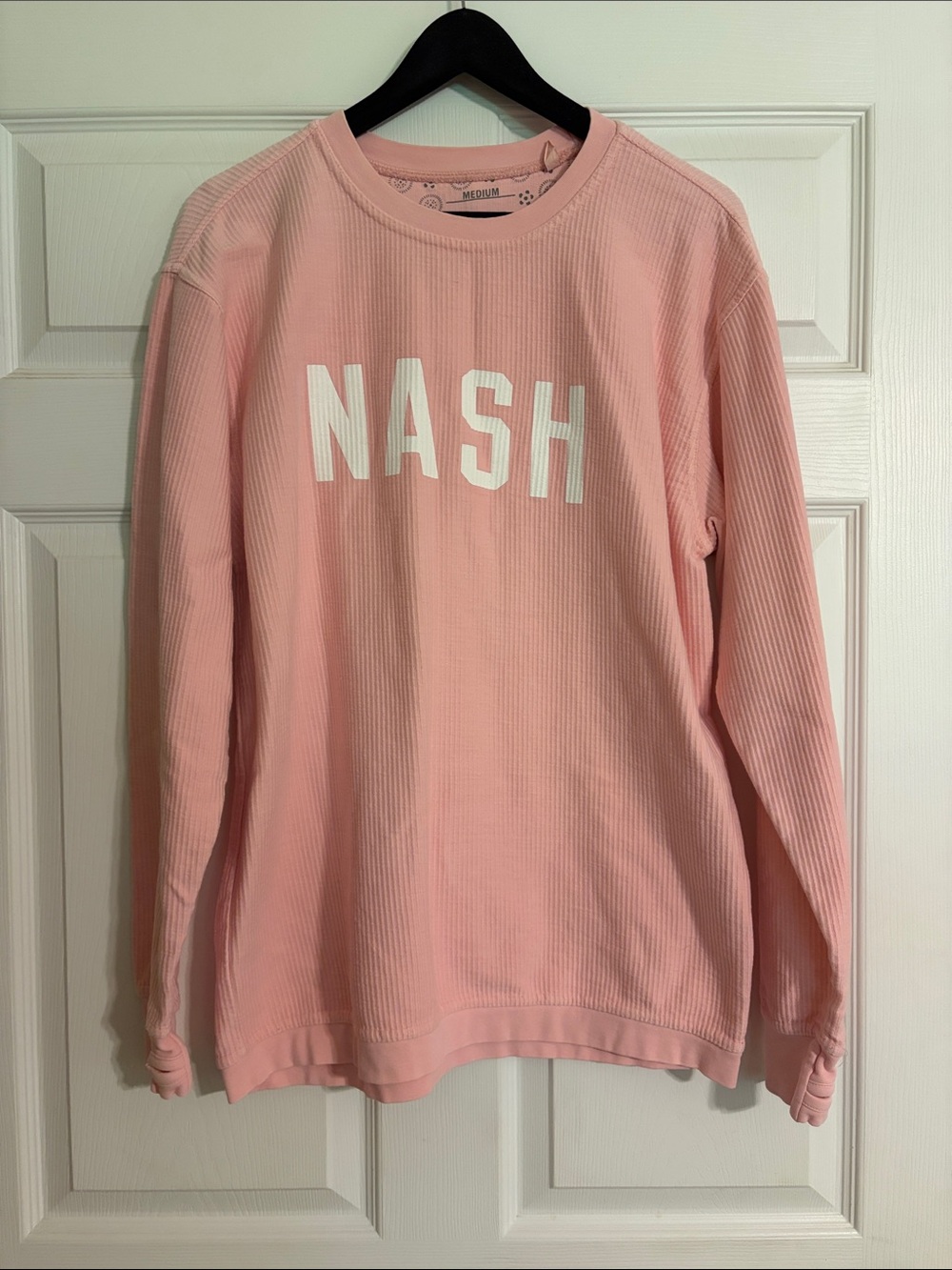 The NASH Collection Pink Ribbed Knit Crewneck Sweatshirt Nashville
